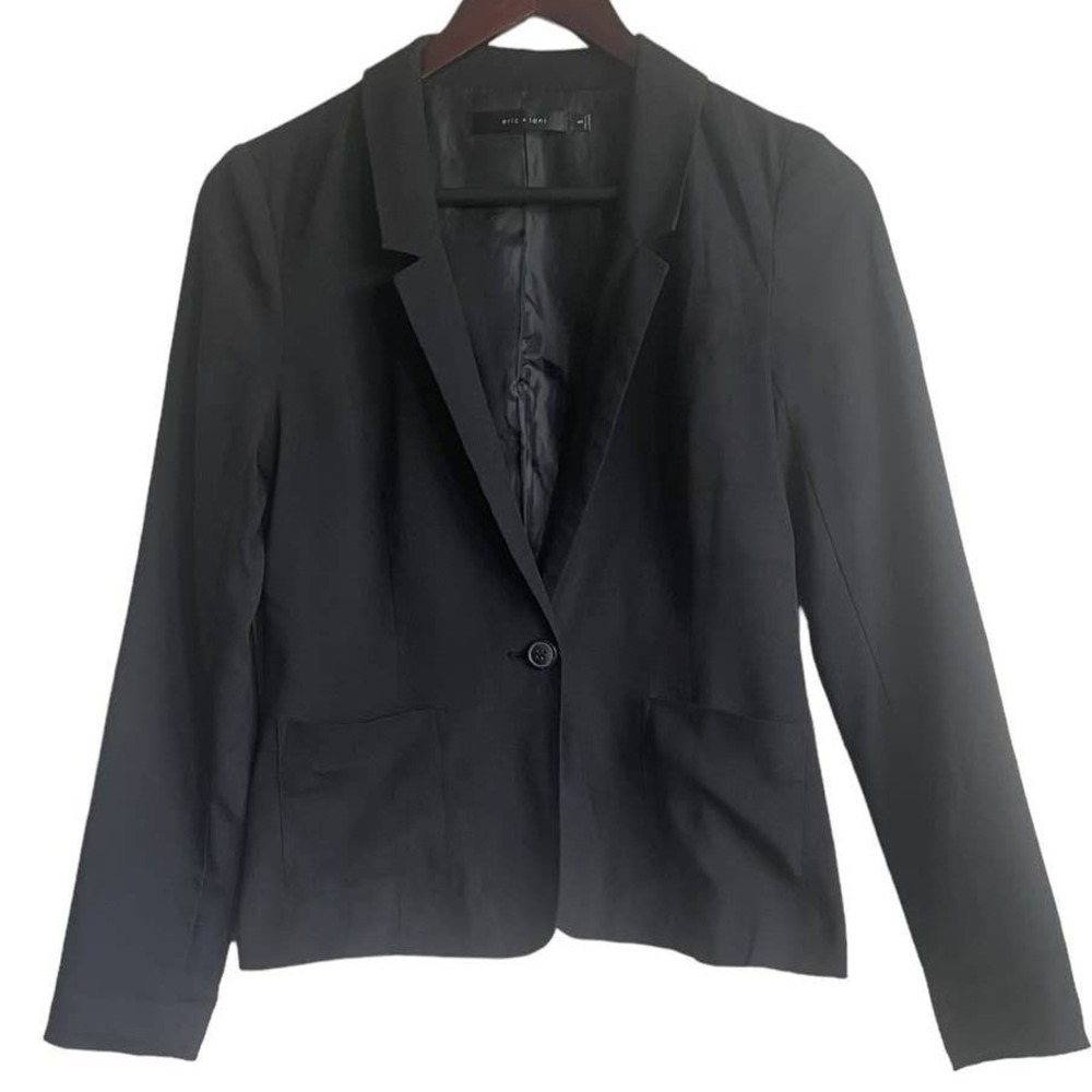 Eric + Lani Women‎ Blazer S Black Tailored Single Button Lined Modern Minimal